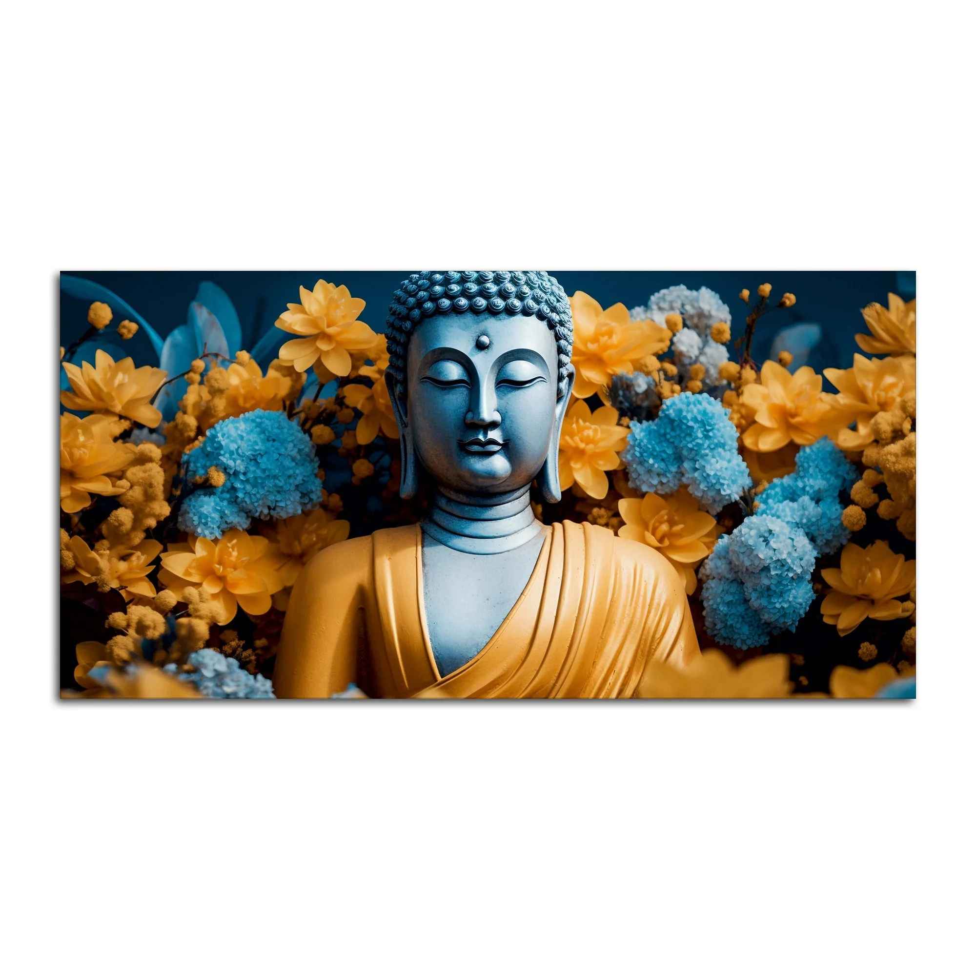 Meditating Buddha Monk Canvas Wall Painting - Image 4