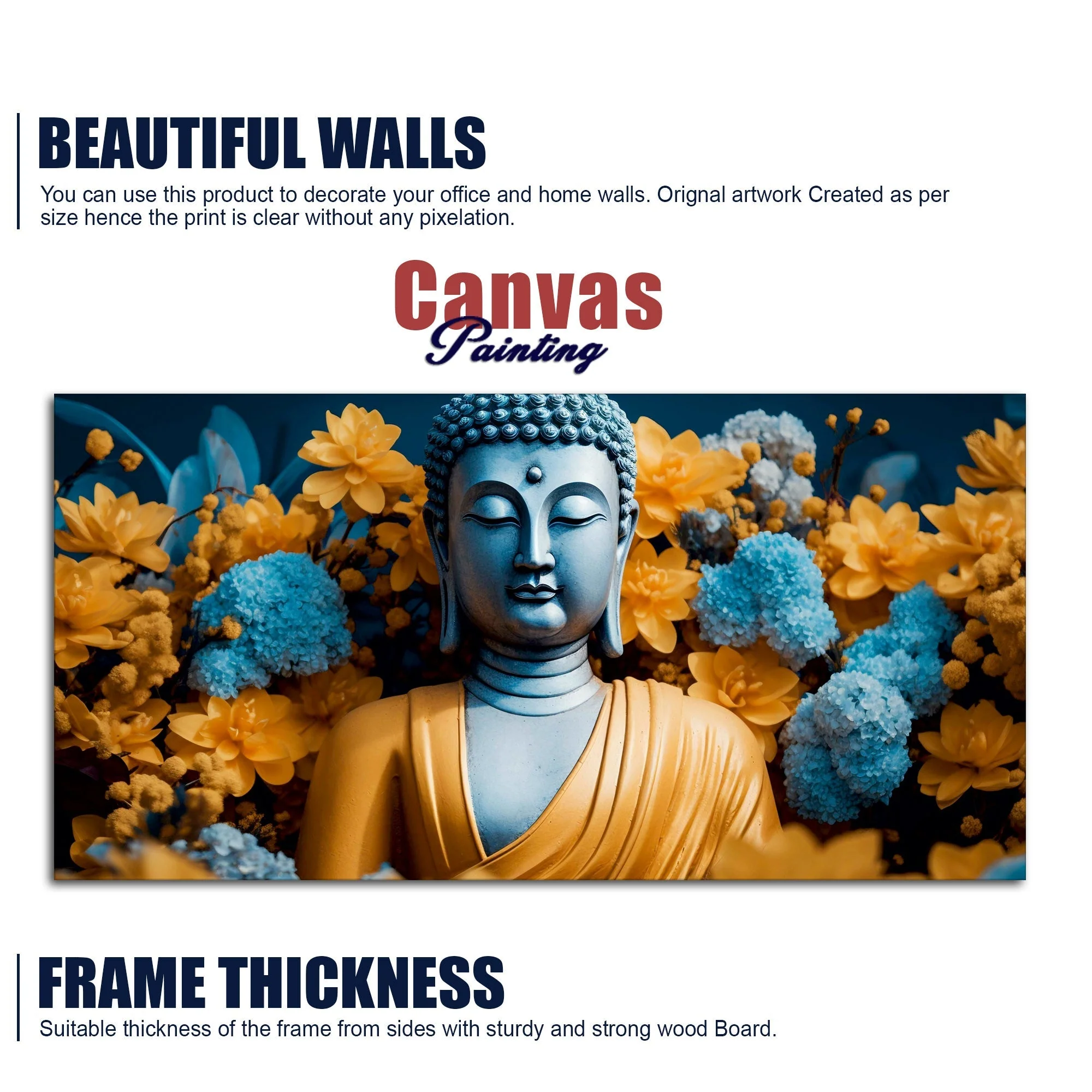Meditating Buddha Monk Canvas Wall Painting - Image 6