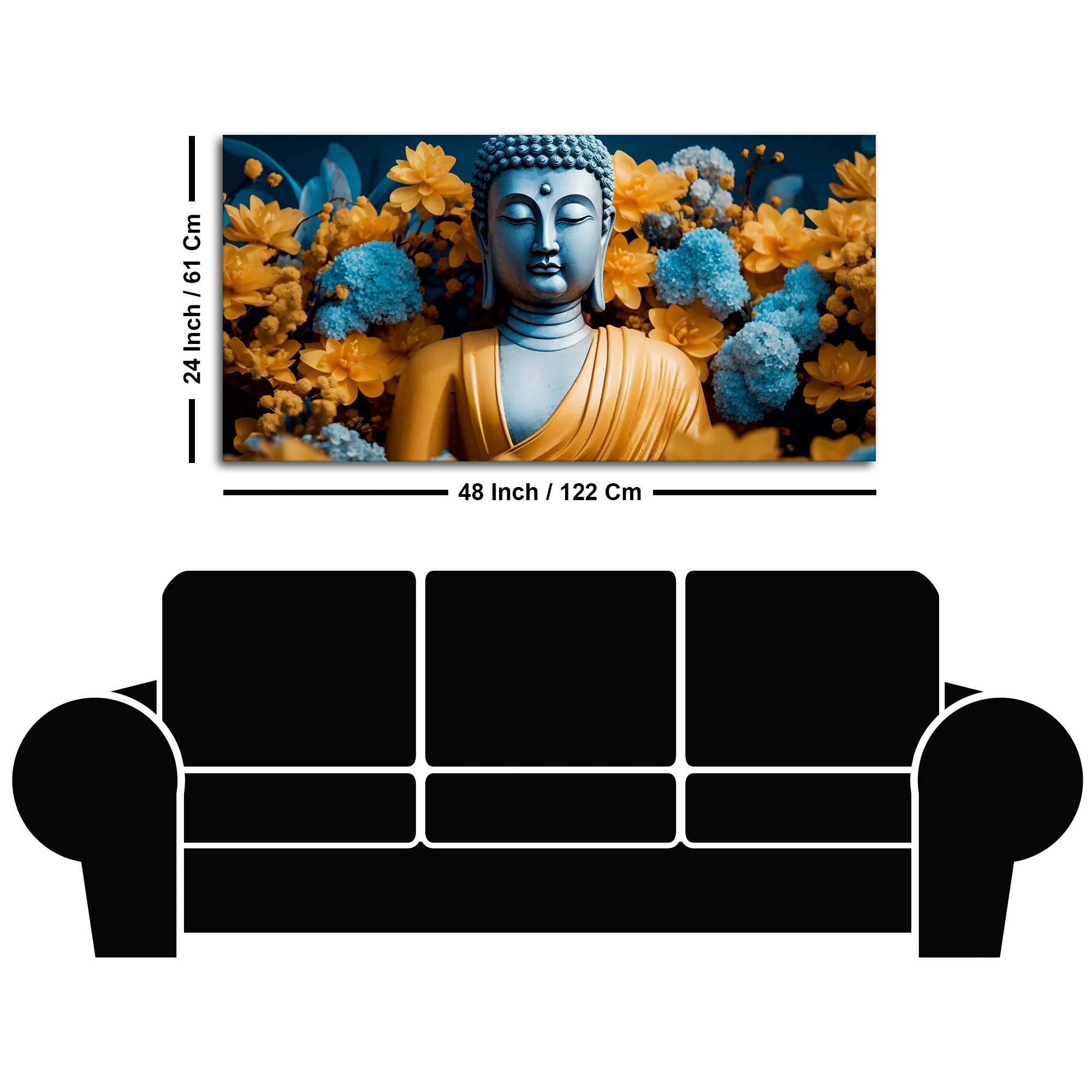 Meditating Buddha Monk Canvas Wall Painting - Image 7