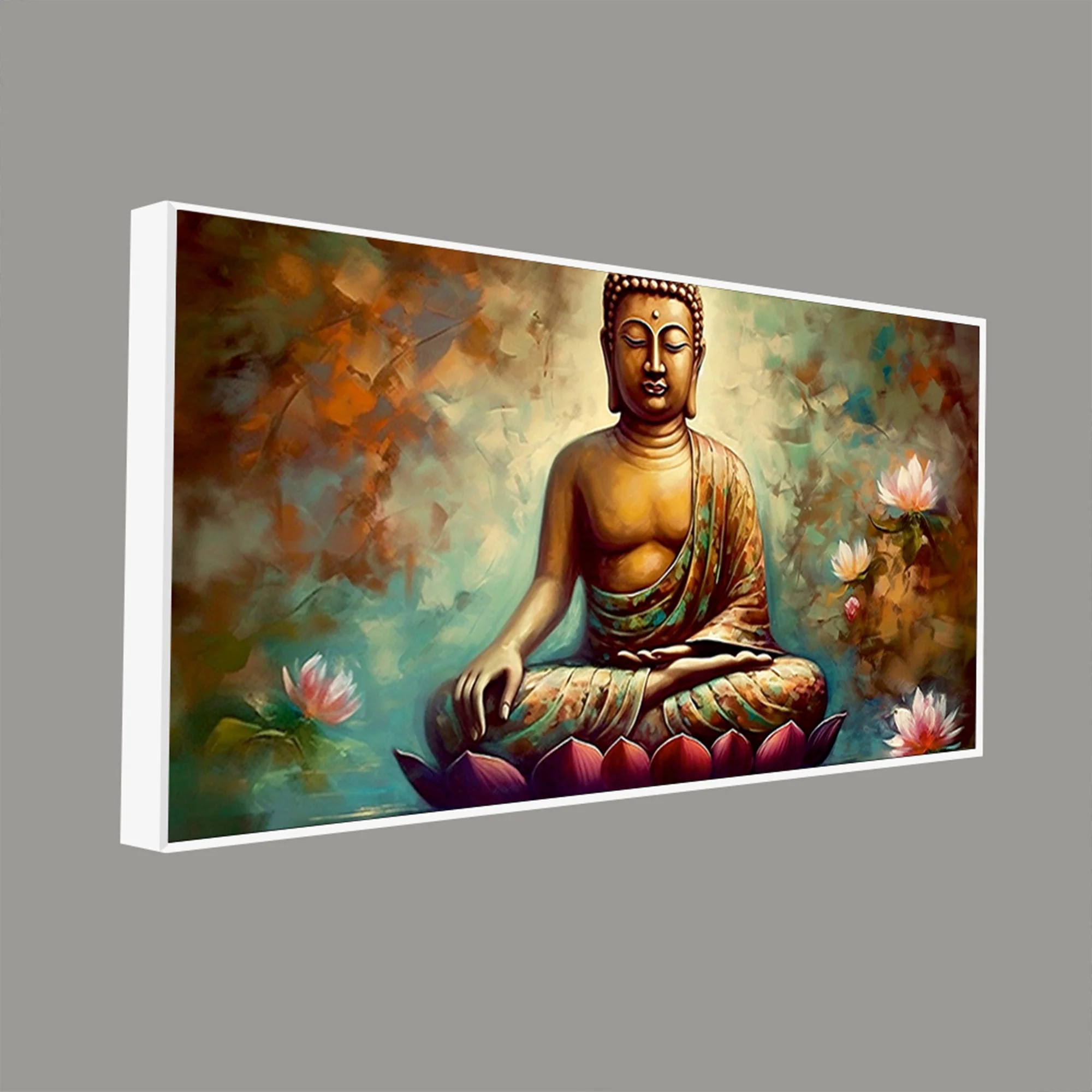 Meditating Gautam Buddha Statue Canvas Wall Painiting - Image 5