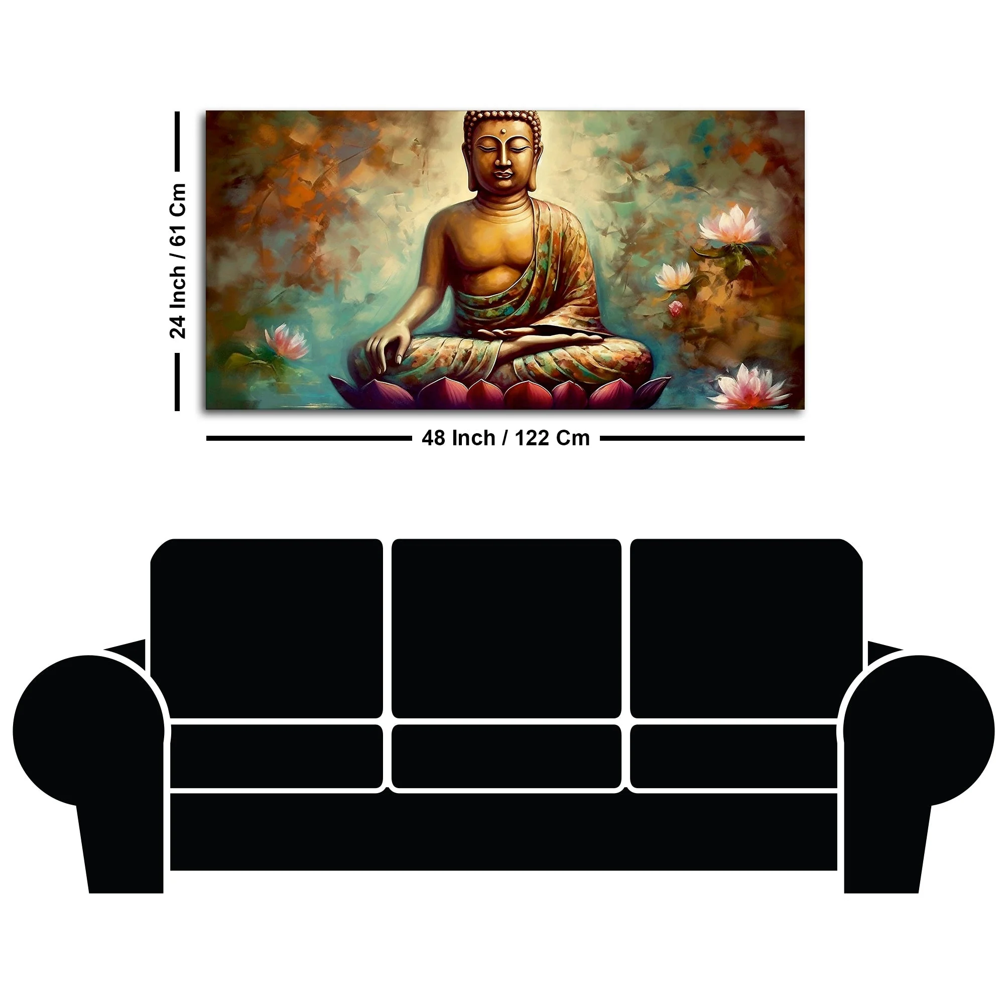 Meditating Gautam Buddha Statue Canvas Wall Painiting - Image 7