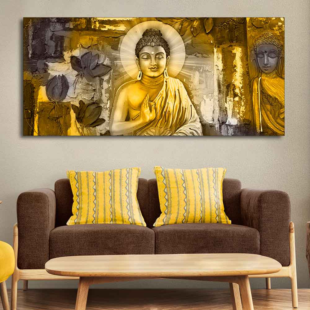 Meditating Lord Buddha Large Wall Painting - Image 3