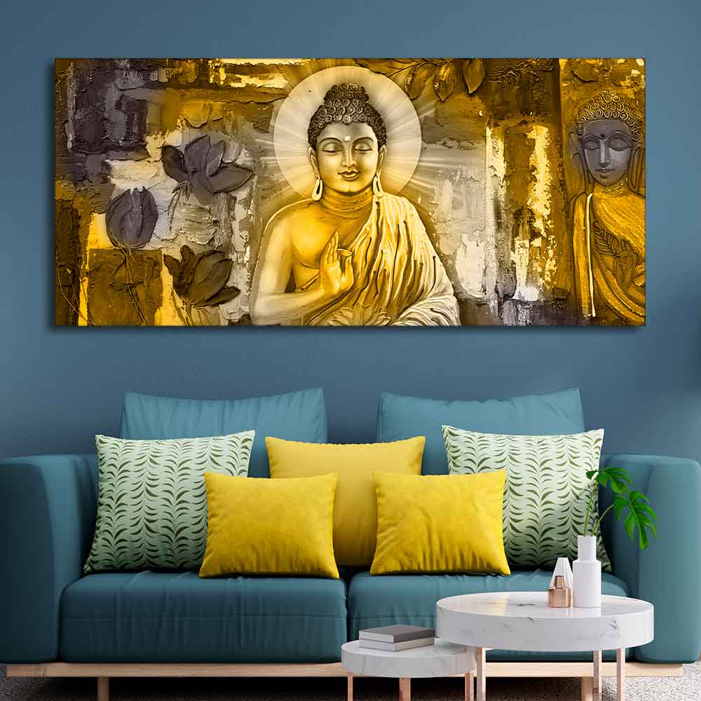 Meditating Lord Buddha Large Wall Painting - Image 4