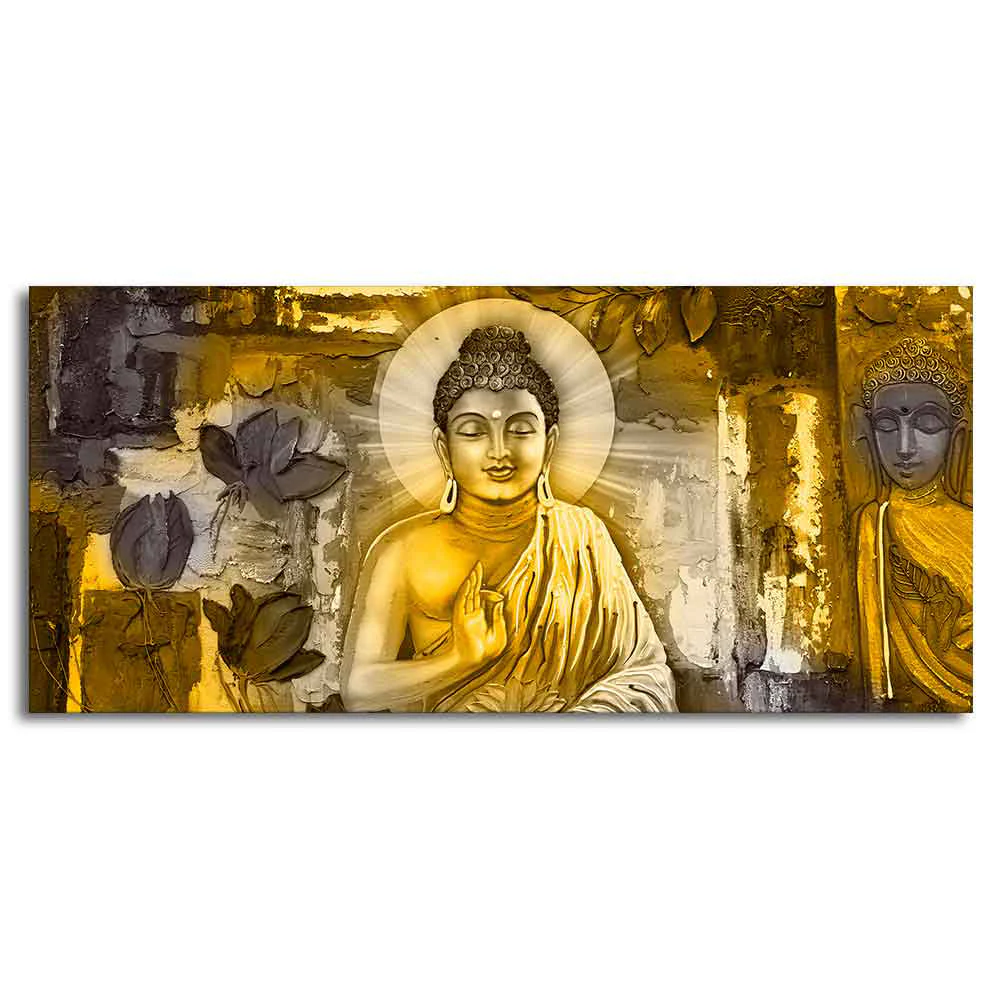 Meditating Lord Buddha Large Wall Painting - Image 5