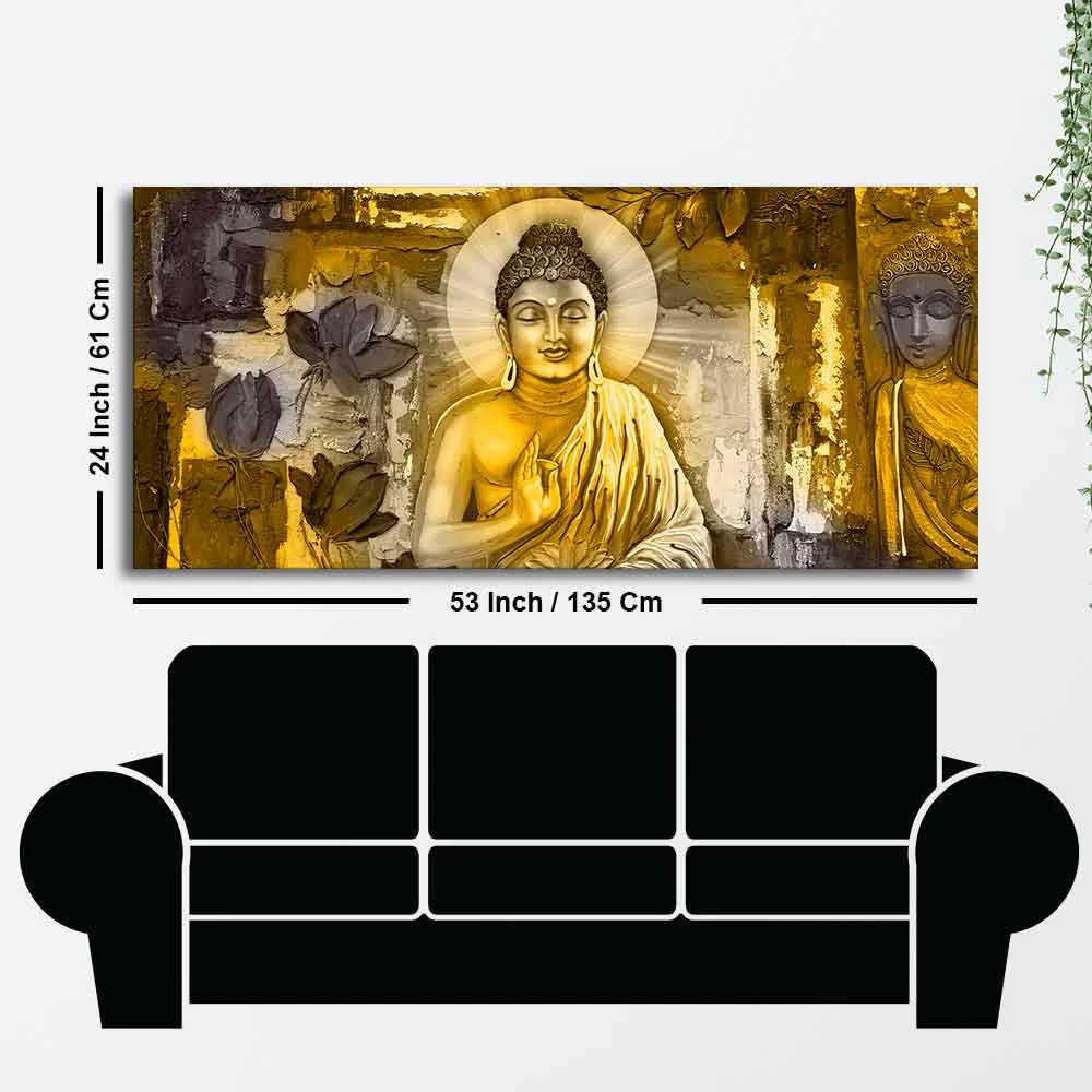 Meditating Lord Buddha Large Wall Painting - Image 7