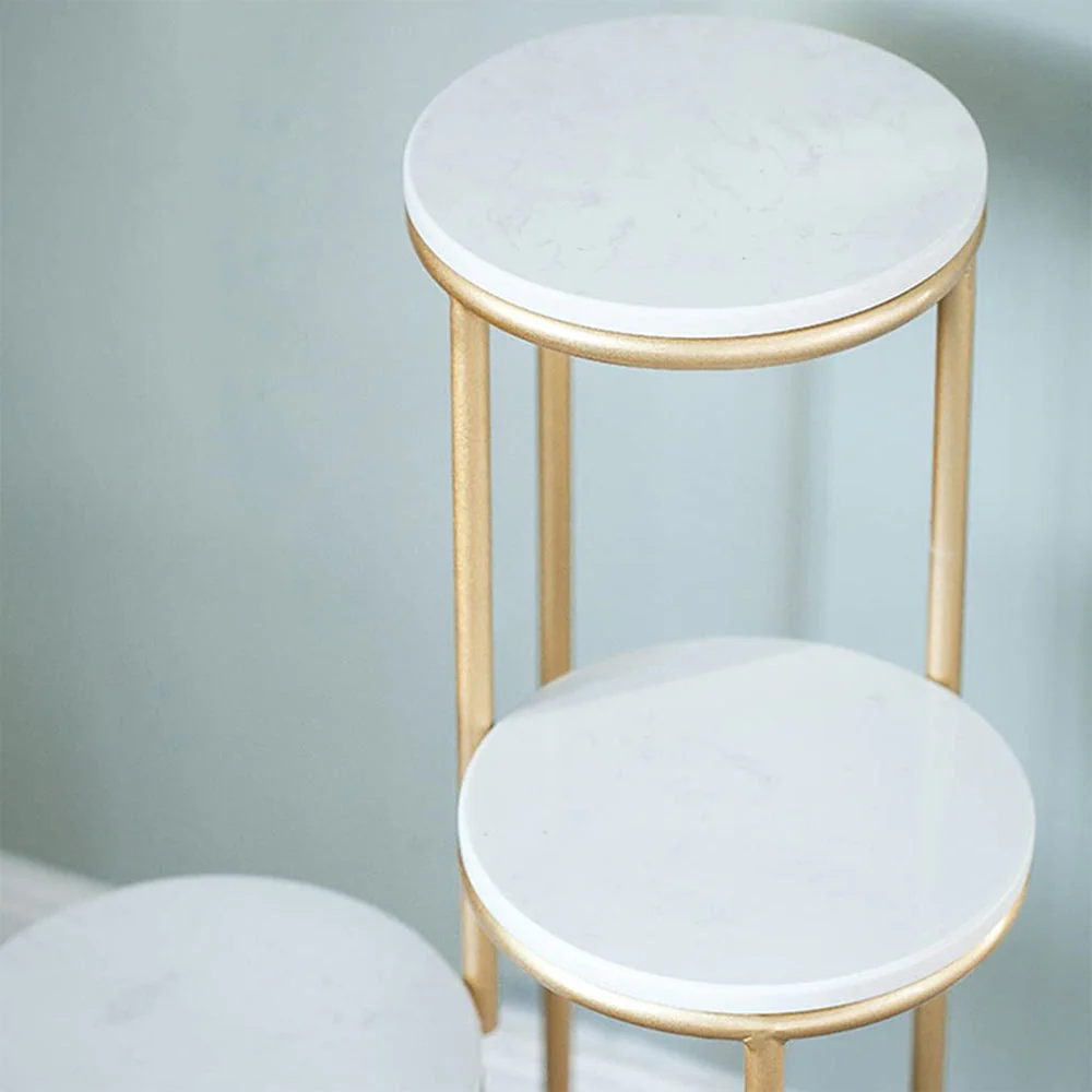 Metal Planter Stand With White Marble At Top - Image 4
