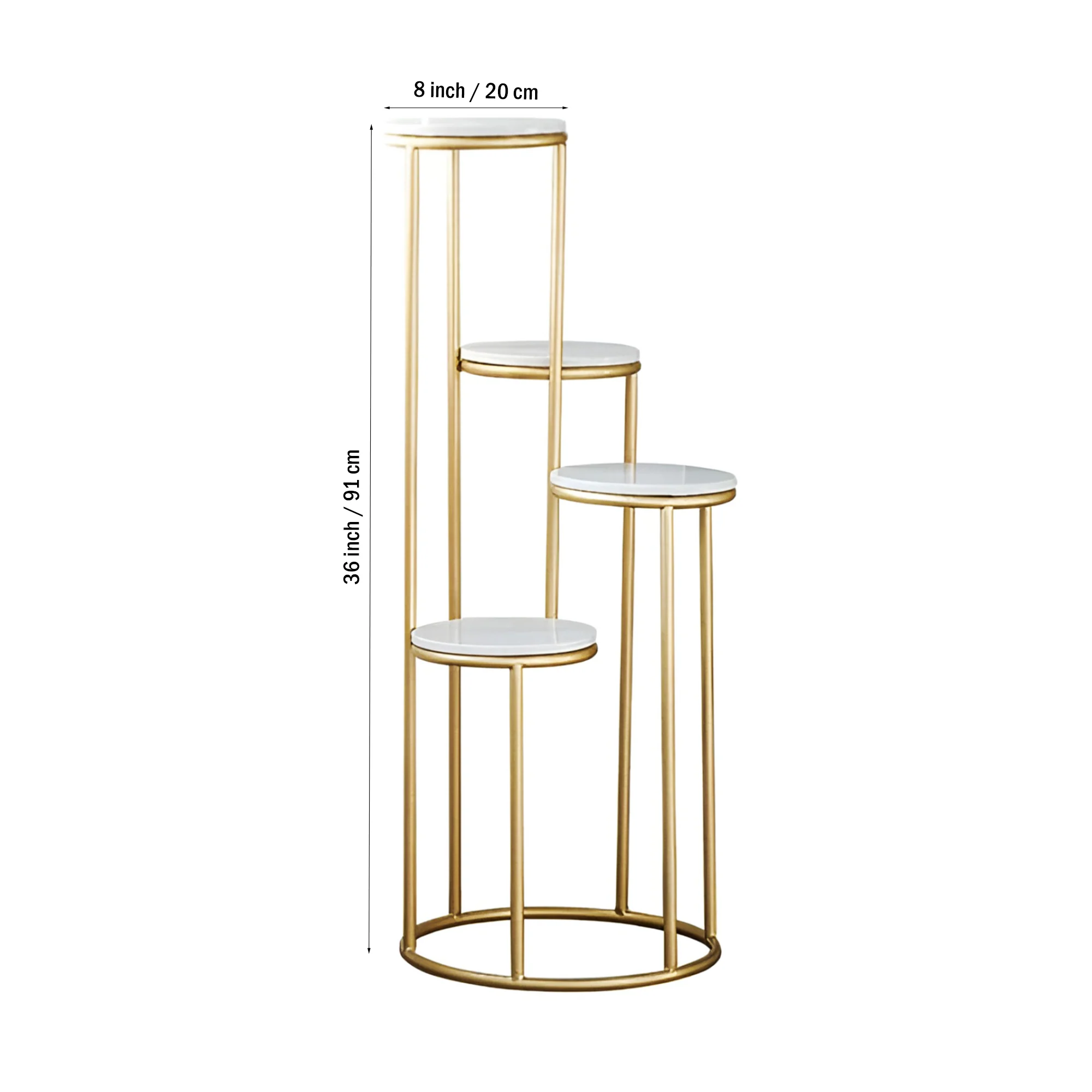 Metal Planter Stand With White Marble At Top - Image 5