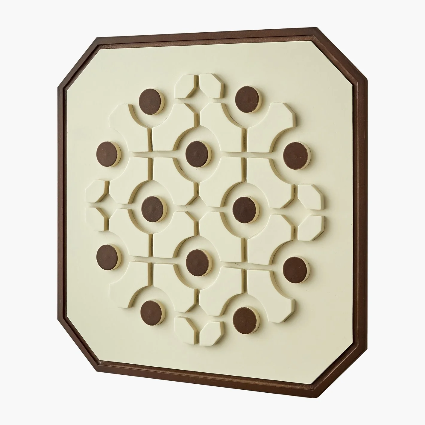 Mid Century Modern Wooden Wall Art with Circular Motif - Image 2