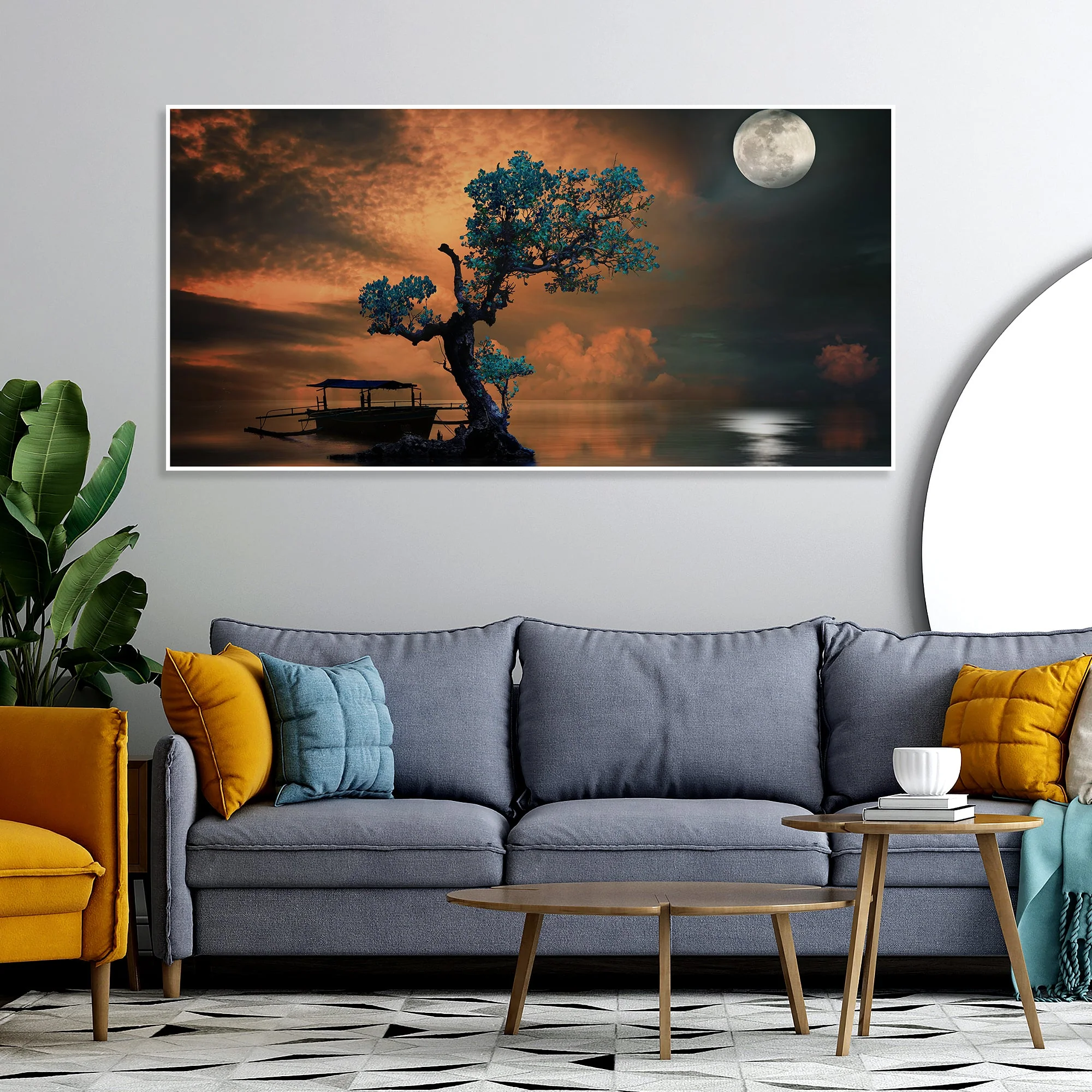 Mid Moon Light Floating Frame Wall Painting - Image 2