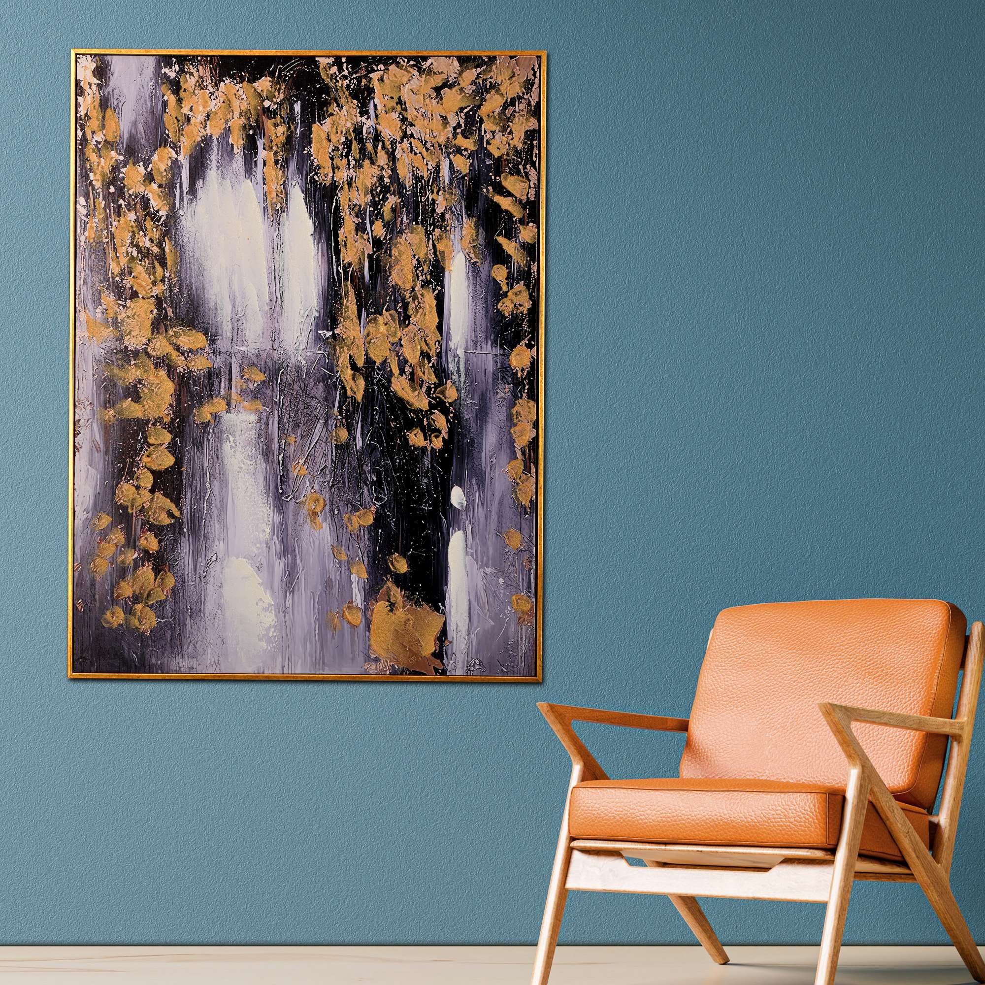 Midnight Mirage Abstract Hand Painted Wall Painting with Floating Frame - Image 2