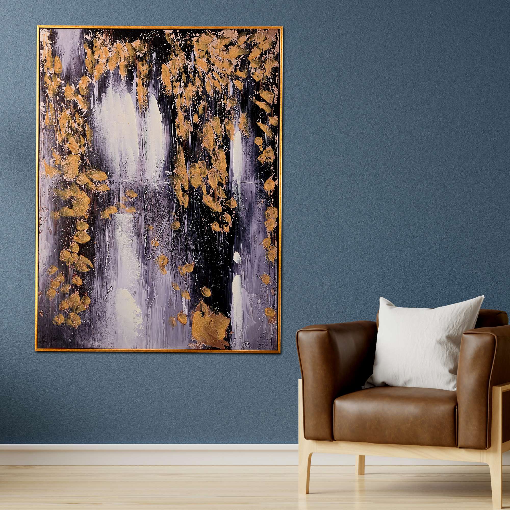 Midnight Mirage Abstract Hand Painted Wall Painting with Floating Frame - Image 3
