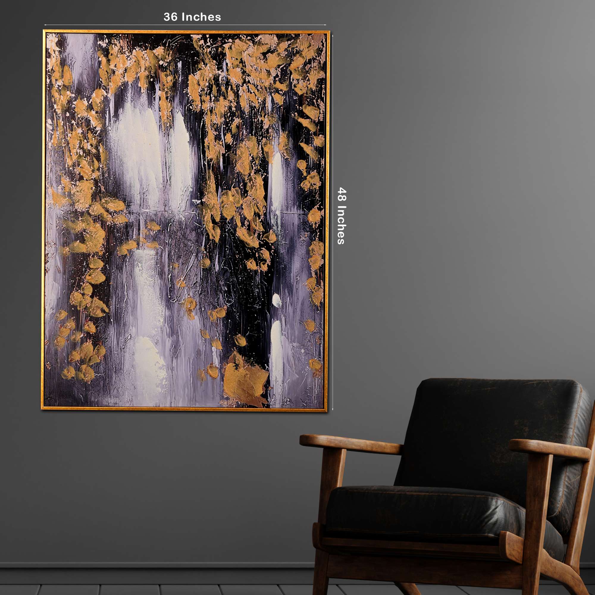 Midnight Mirage Abstract Hand Painted Wall Painting with Floating Frame - Image 5