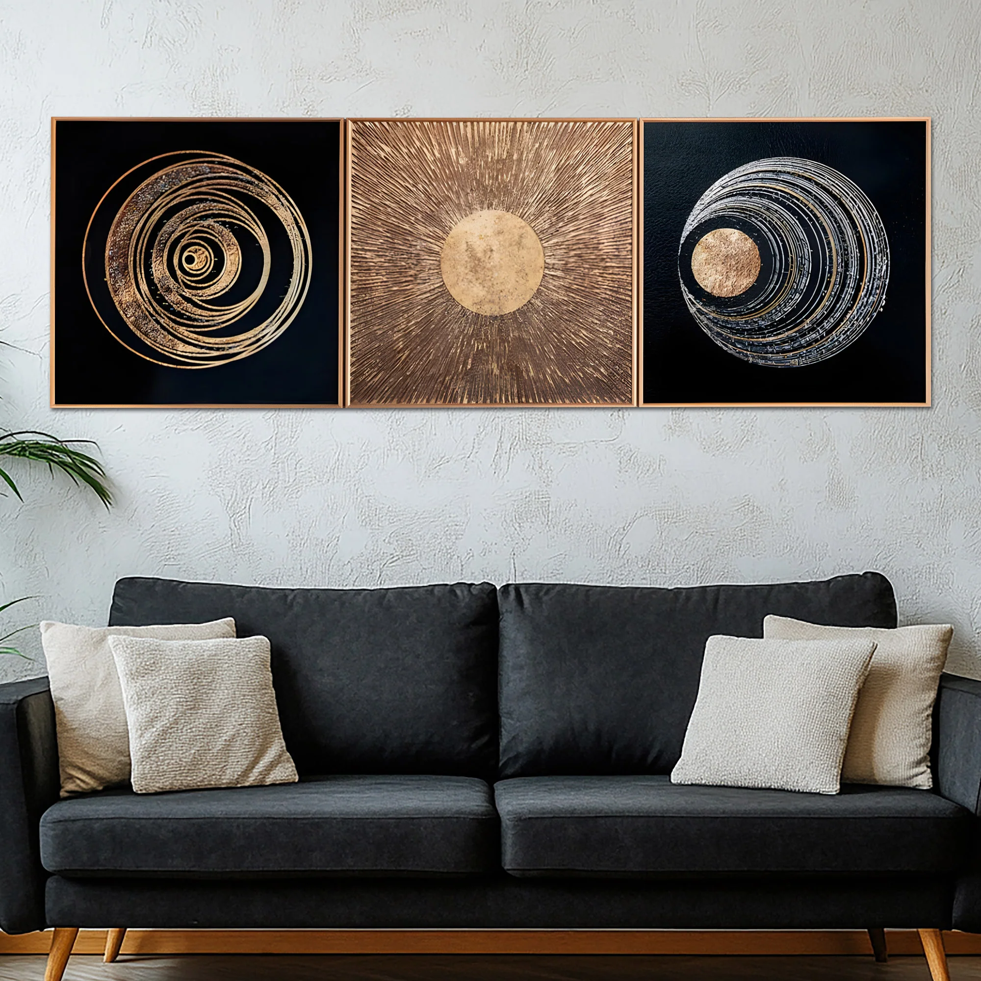 Milky Way Galaxy Pattern Framed Crystal Glass Painting Set of 3 - Image 2