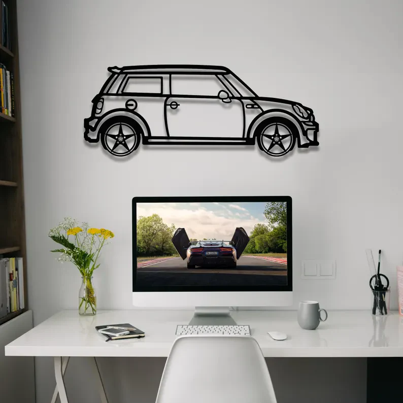 Mini Hatchback Car Metal Wall Hanging for Wall Decor - Image 3