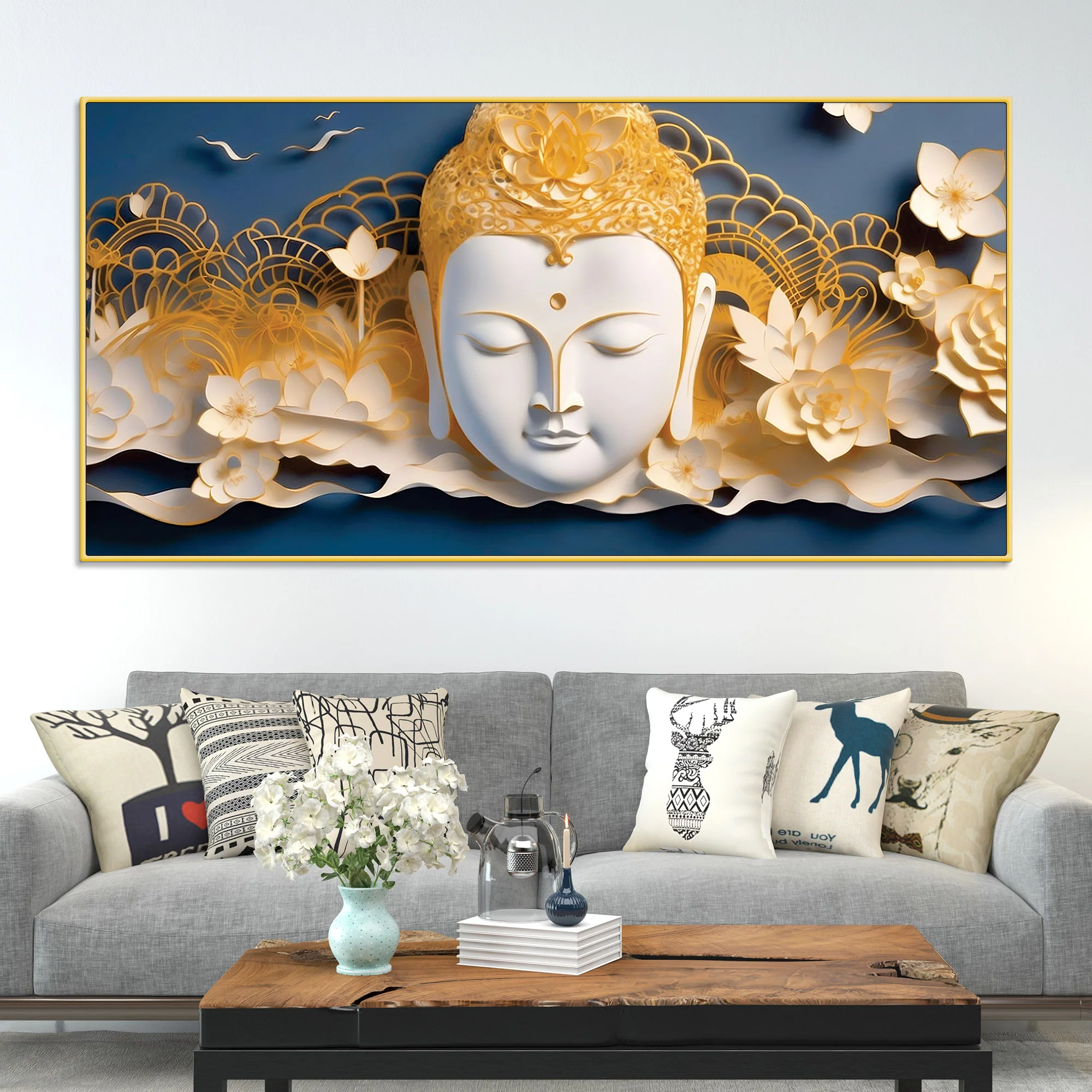 Minimal Buddha Wall Painting for Modern Décor - Image 2