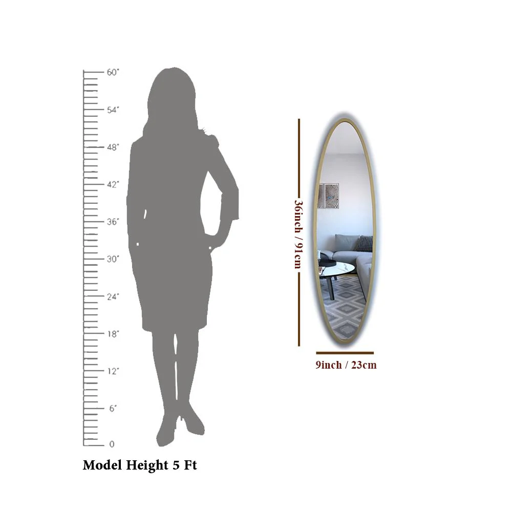 Minimal Design Full Length Oval Mirror - Image 4