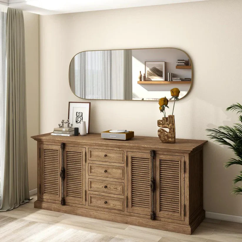 Minimal Gold Arch Wall Mirror for Vertical Display - Image 4