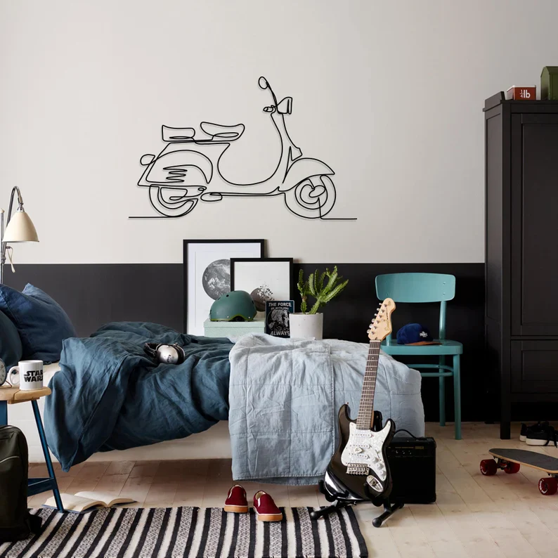 Minimal Scooter Line Art Metal Wall Hanging - Image 2