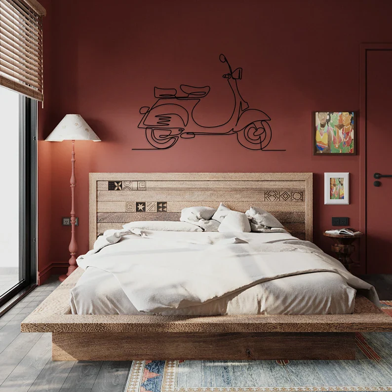 Minimal Scooter Line Art Metal Wall Hanging - Image 3