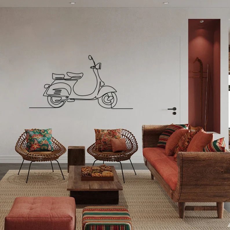 Minimal Scooter Line Art Metal Wall Hanging - Image 4