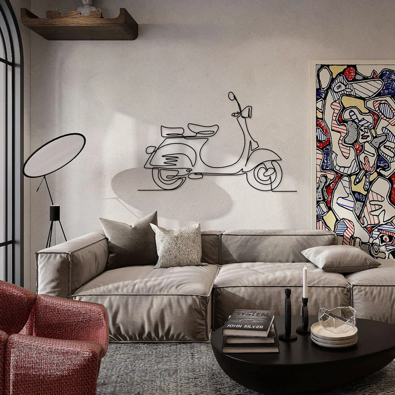 Minimal Scooter Line Art Metal Wall Hanging - Image 5