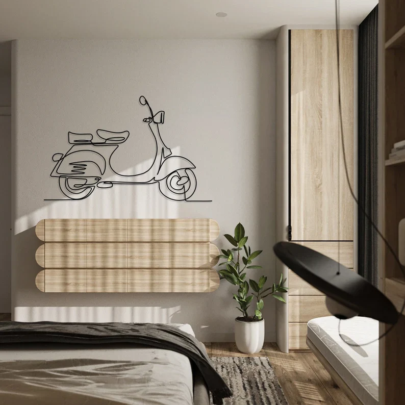 Minimal Scooter Line Art Metal Wall Hanging - Image 6