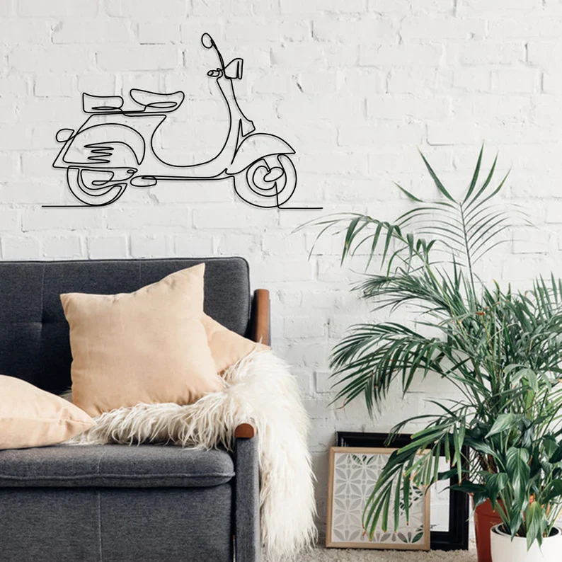 Minimal Scooter Line Art Metal Wall Hanging - Image 8