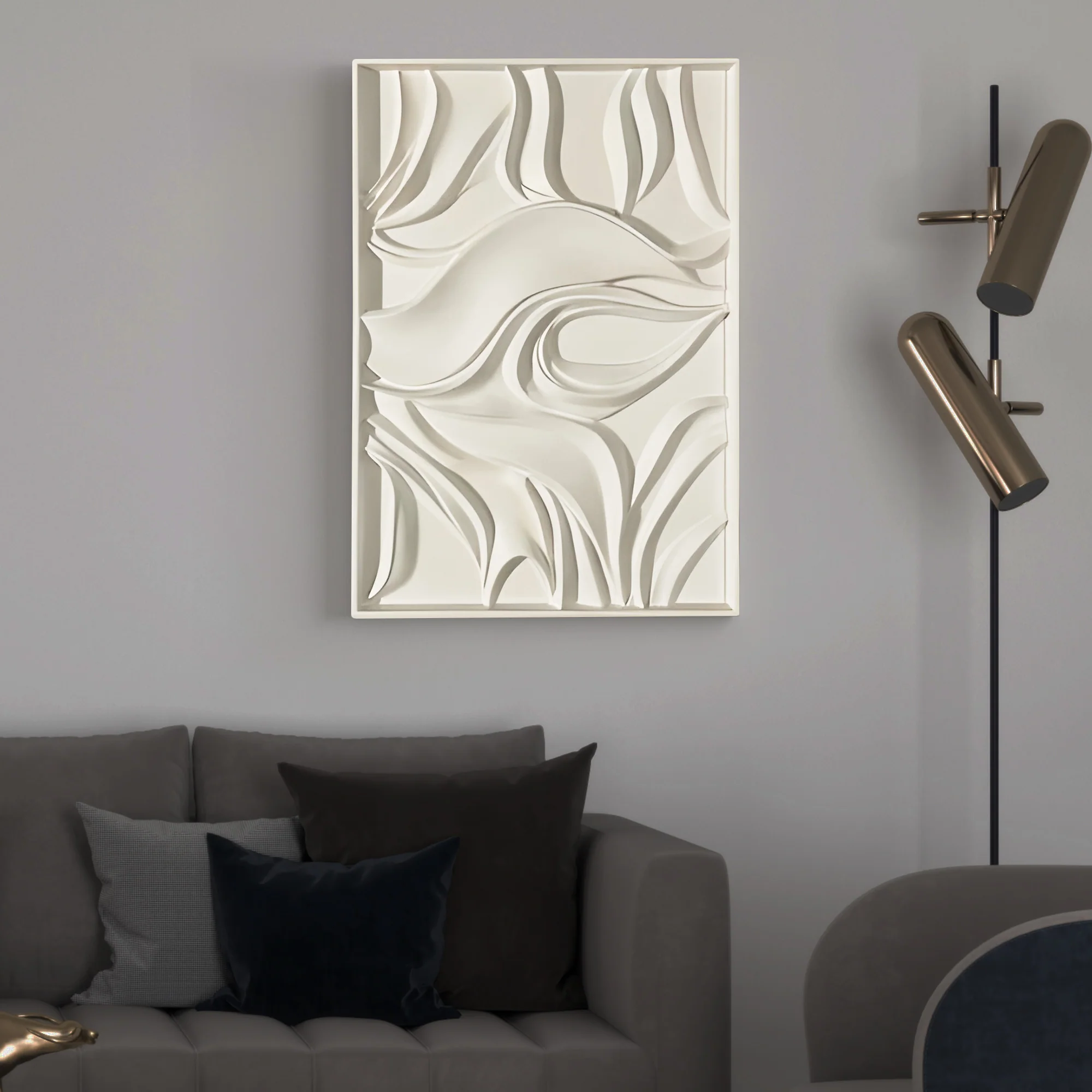 Minimalist Abstract Wave Texture Artwork 3D Wall Art Home Decor - Image 2