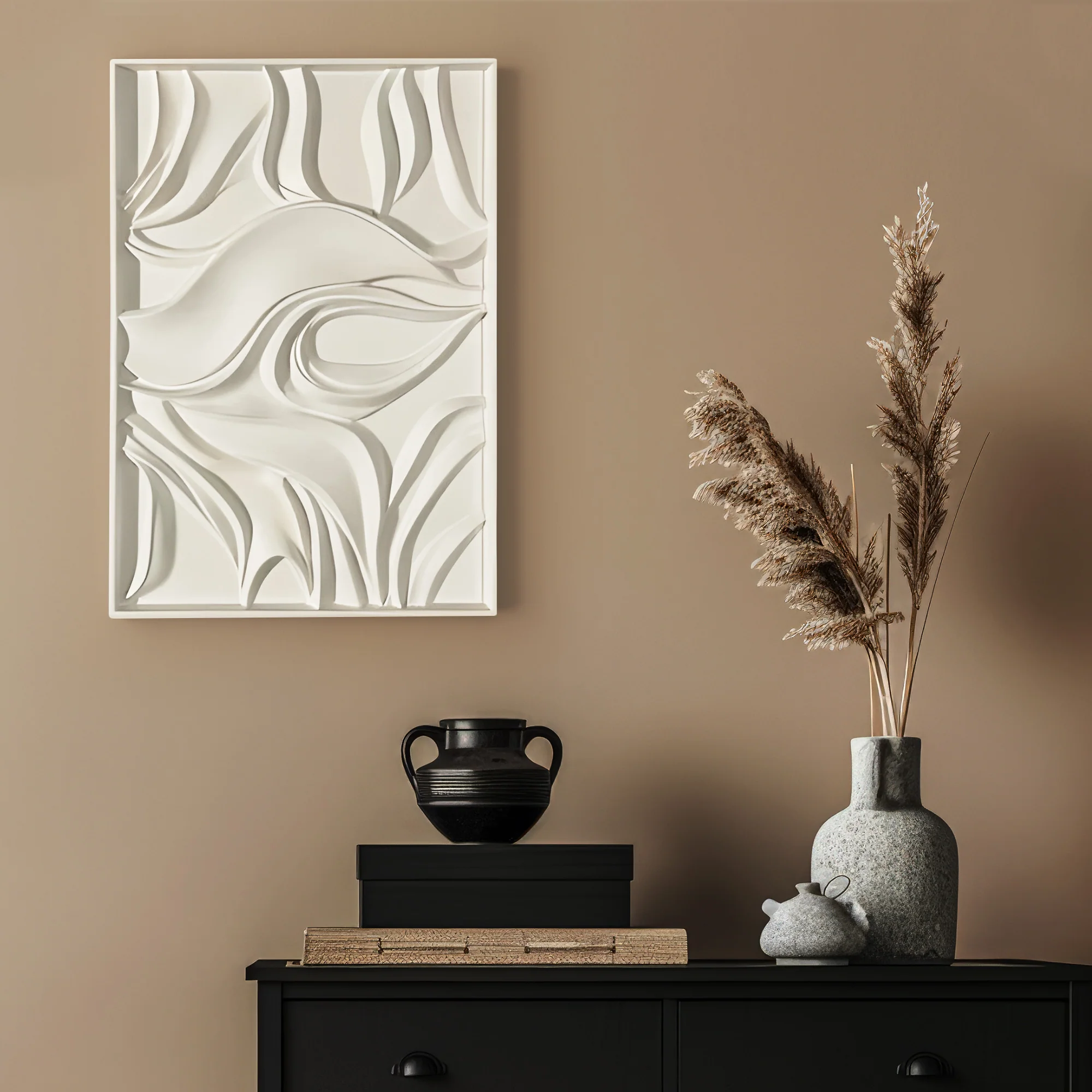 Minimalist Abstract Wave Texture Artwork 3D Wall Art Home Decor - Image 3