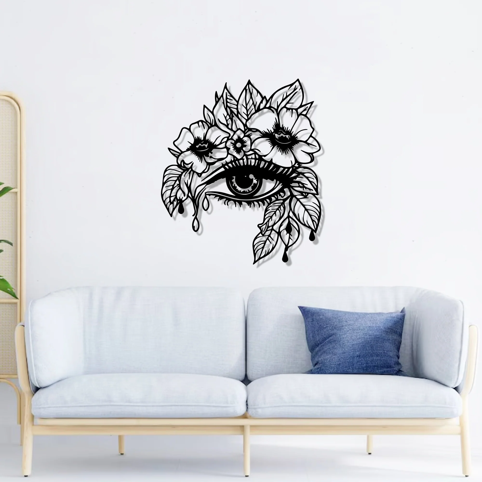 Minimalist Beautiful Blooming Eye Metal Wall Art Decor - Image 2