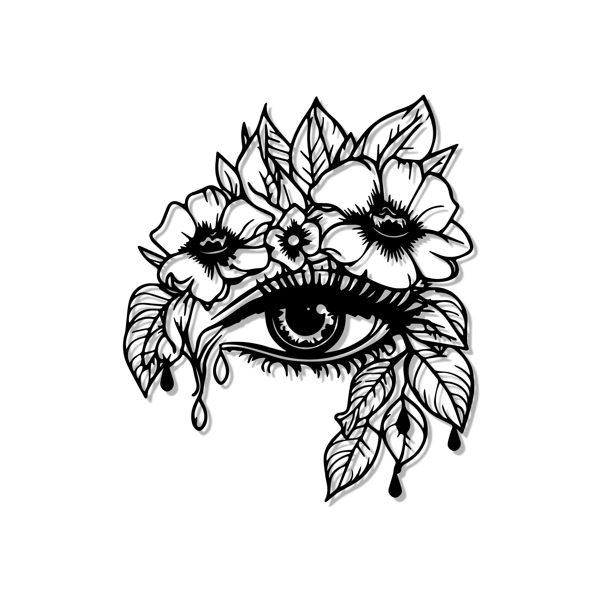 Minimalist Beautiful Blooming Eye Metal Wall Art Decor - Image 3