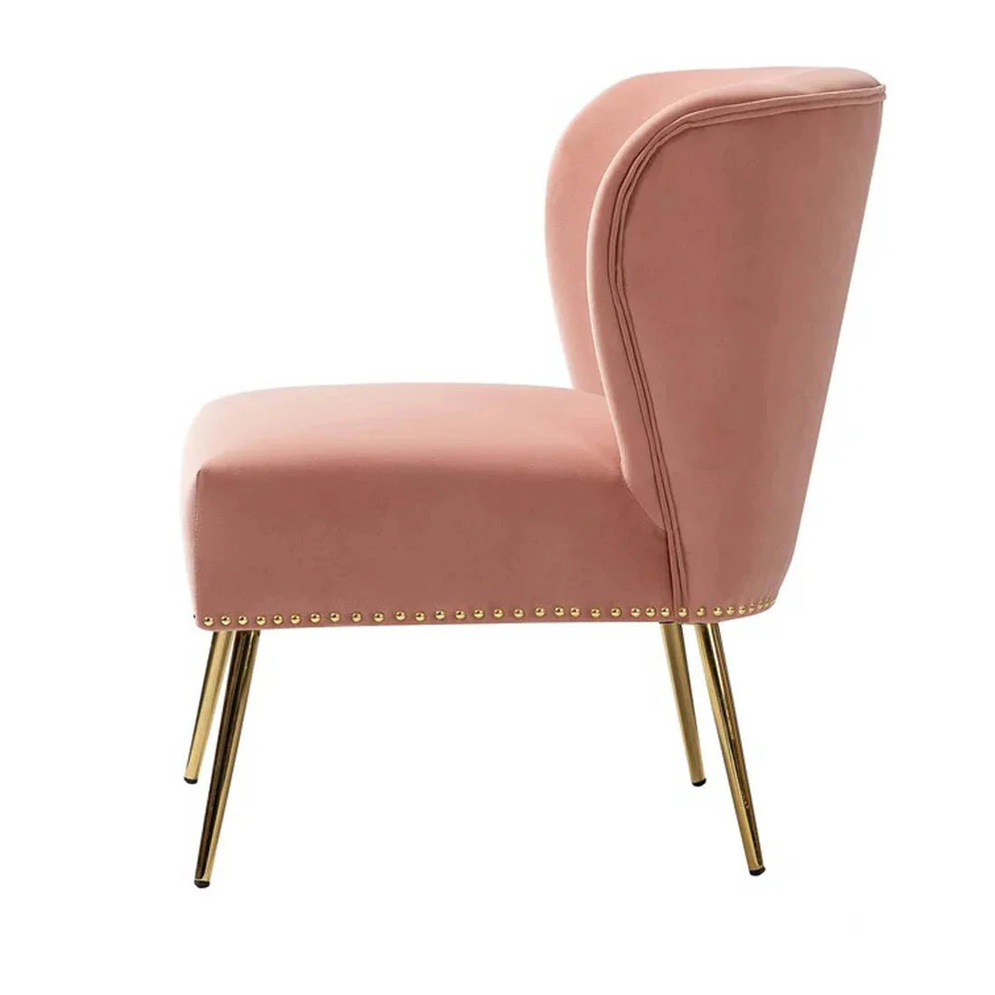 Minimalist Design Baby Pink Velvet Lounge Chairs - Image 4