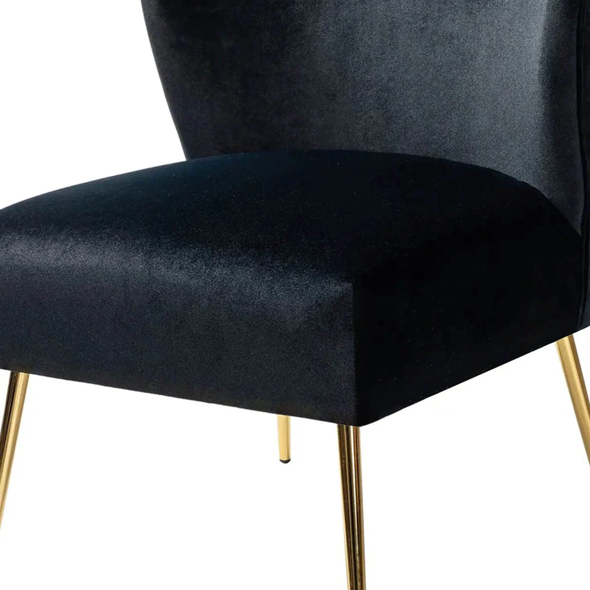 Minimalist Design Jet Black Velvet Lounge Chairs - Image 5