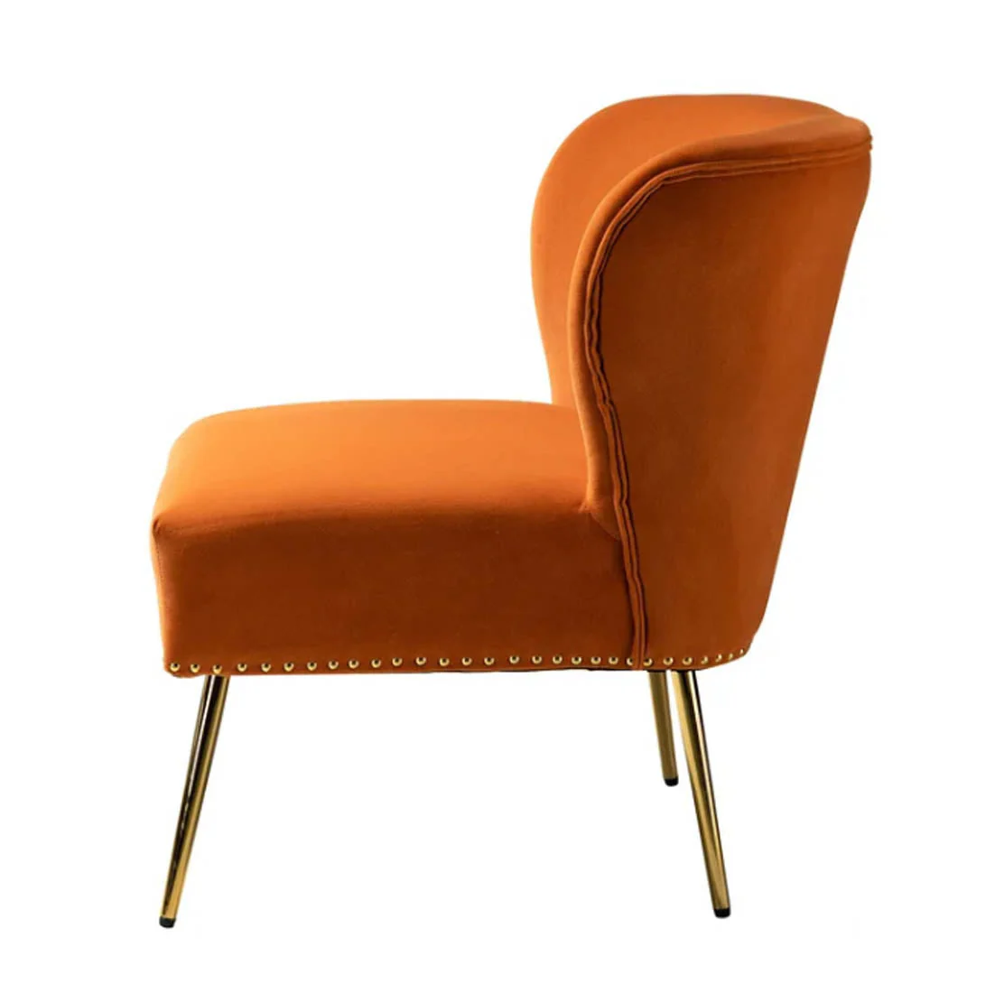 Minimalist Design Orange Velvet Lounge Chairs - Image 2