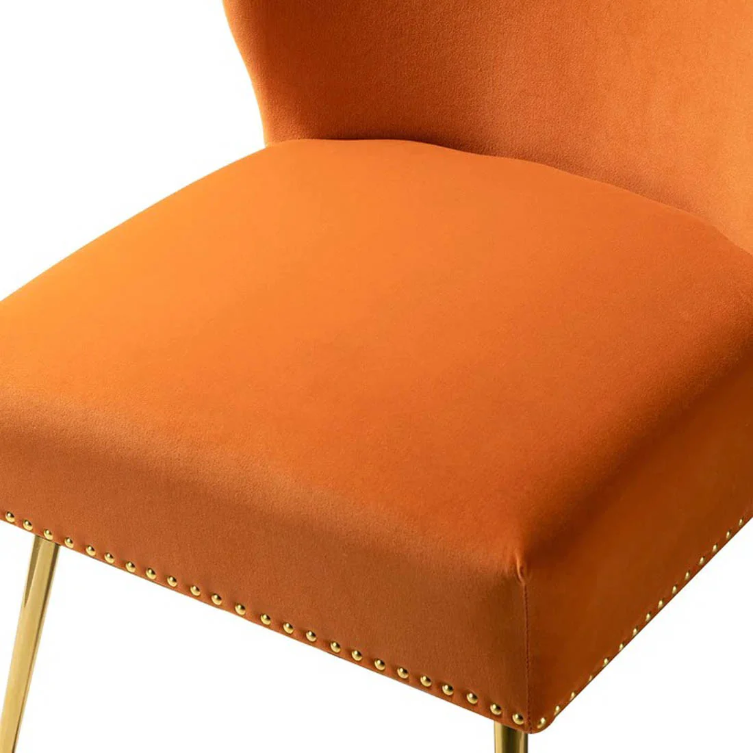 Minimalist Design Orange Velvet Lounge Chairs - Image 4