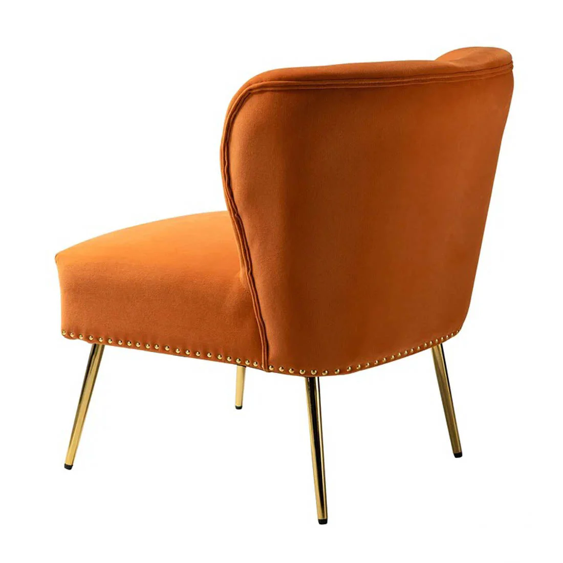 Minimalist Design Orange Velvet Lounge Chairs - Image 5