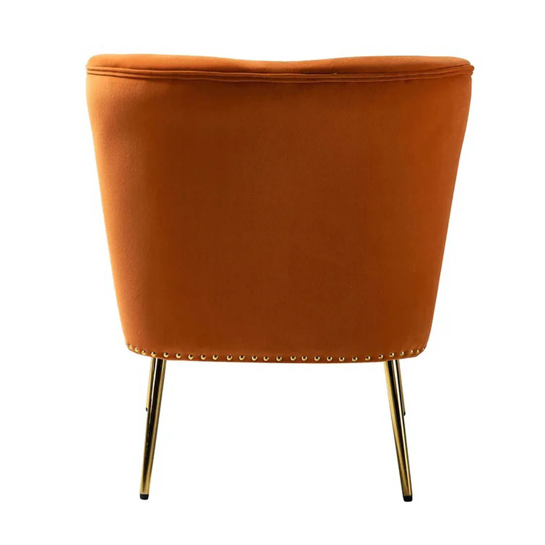 Minimalist Design Orange Velvet Lounge Chairs - Image 6