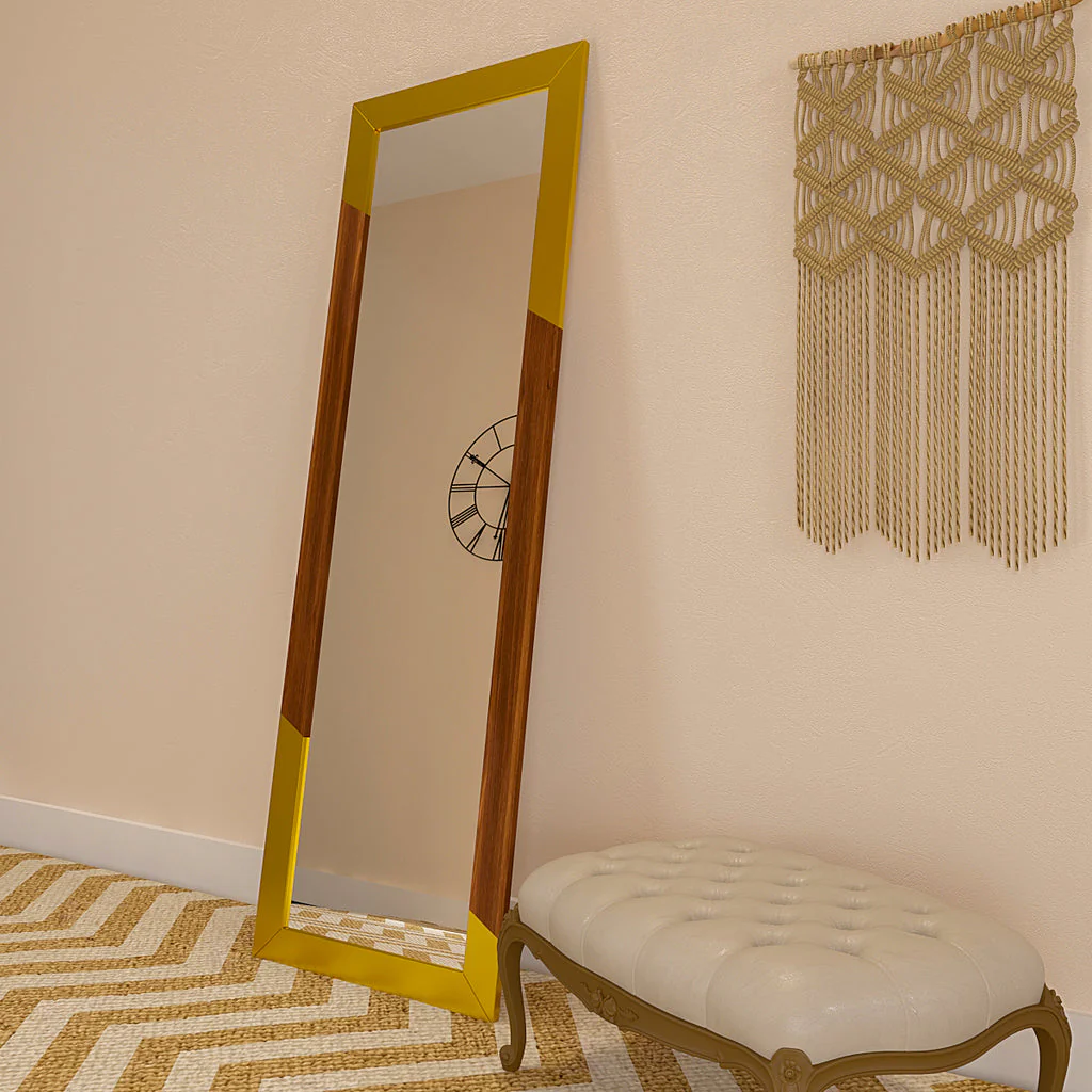 Minimalist Floor Mirror with Golden Edge - Image 2