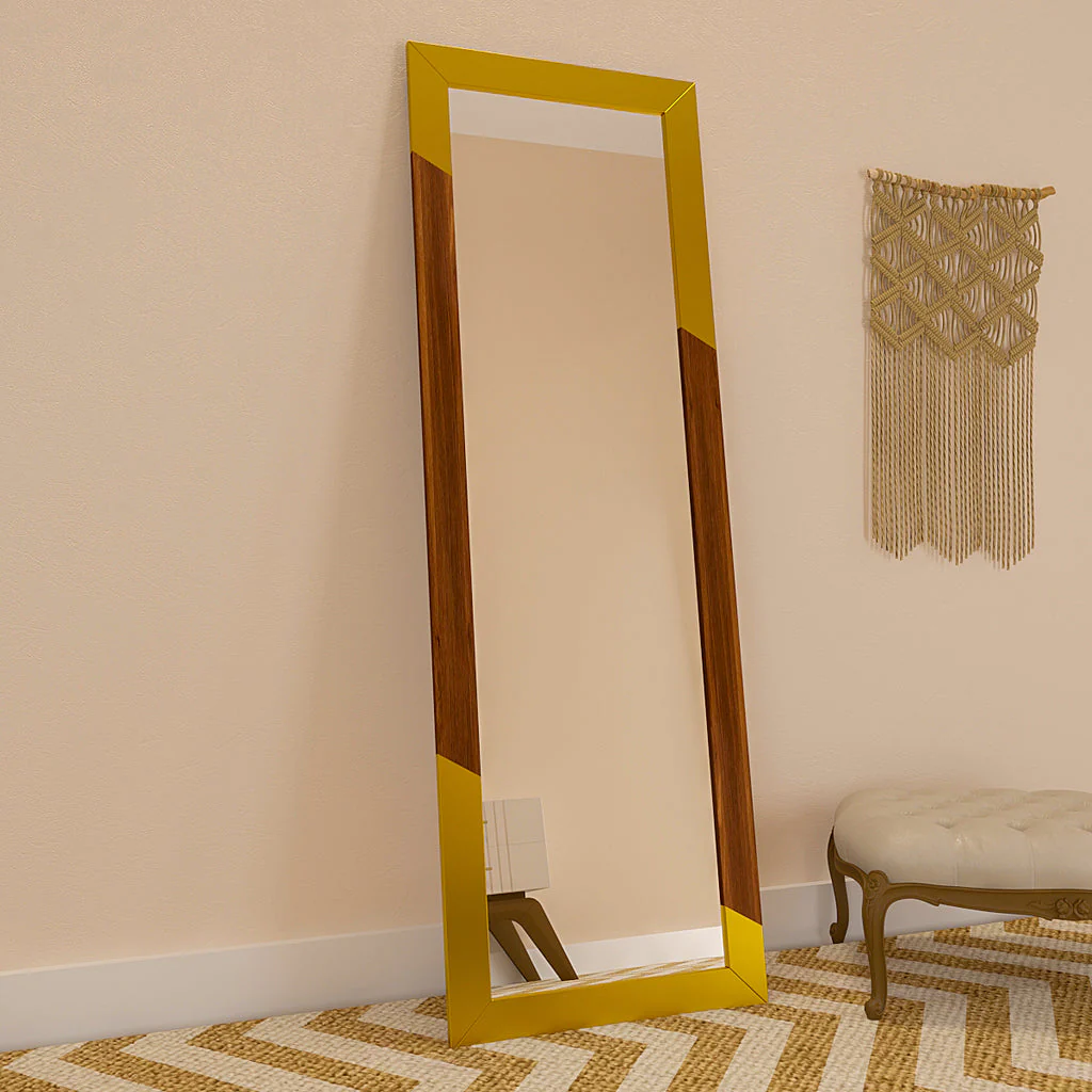 Minimalist Floor Mirror with Golden Edge - Image 3
