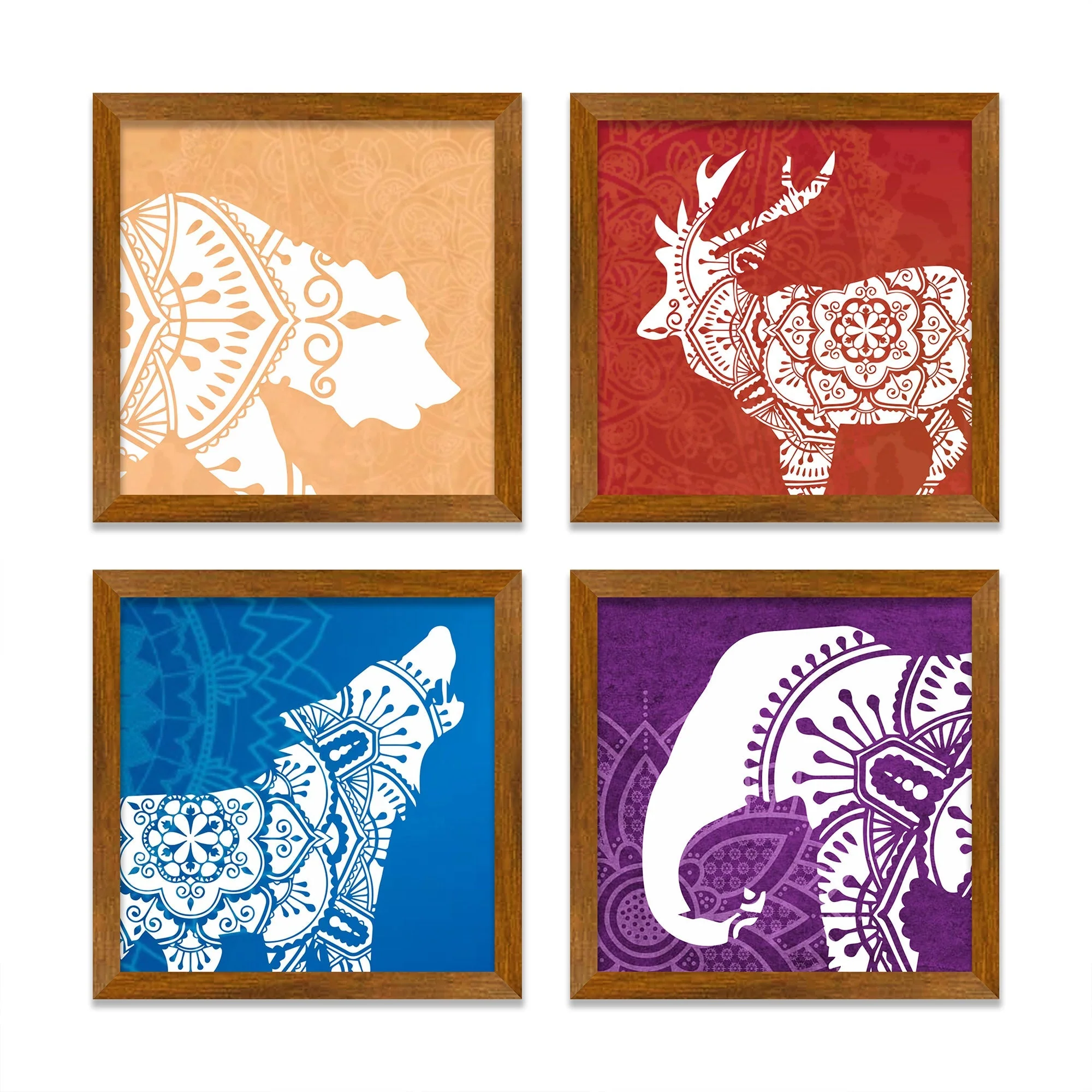 Minimalist Mandalas Animals Art Wall Frame Set of Four - Image 3