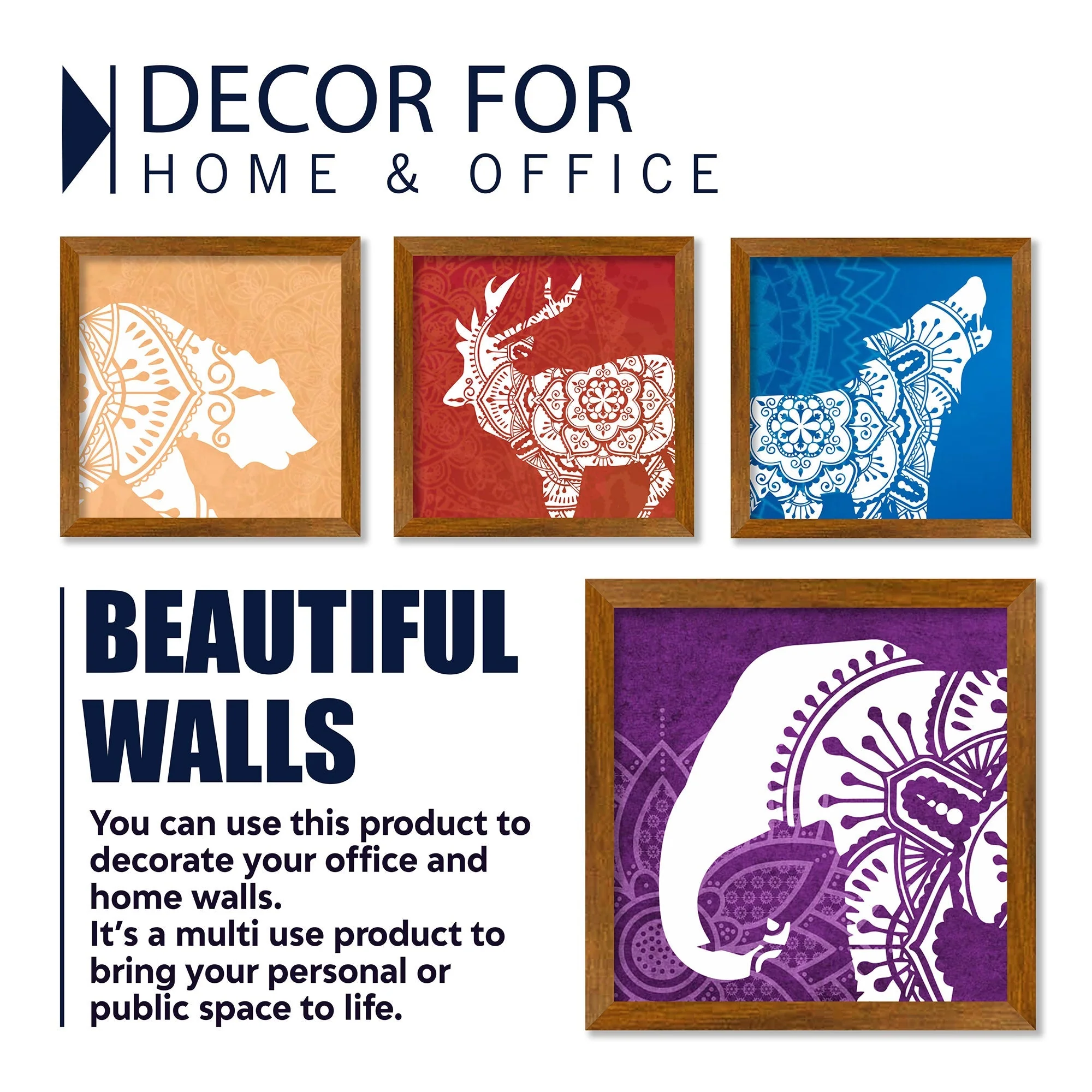 Minimalist Mandalas Animals Art Wall Frame Set of Four - Image 4