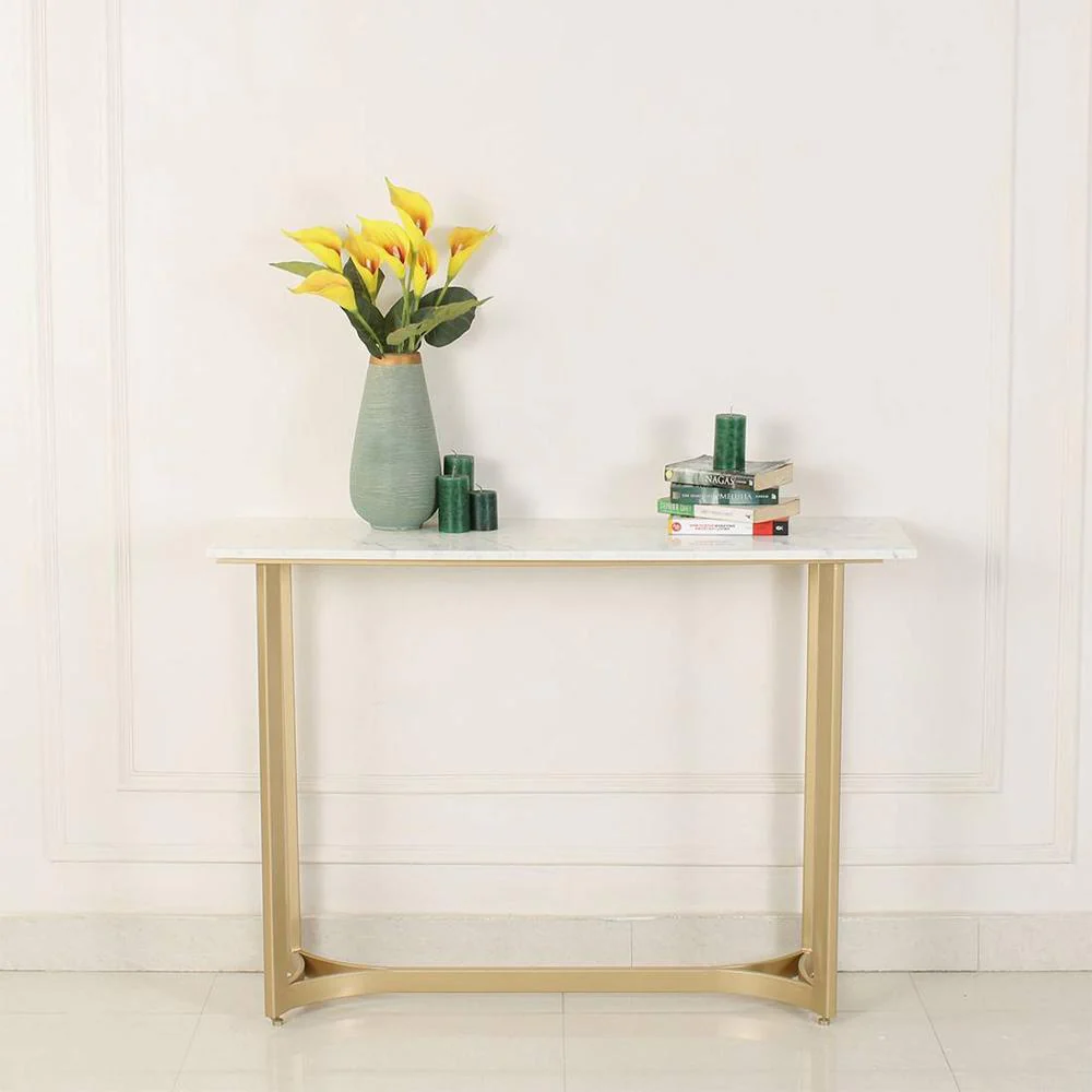 Minimalist Marble Console Table with Gold Legs - Image 4