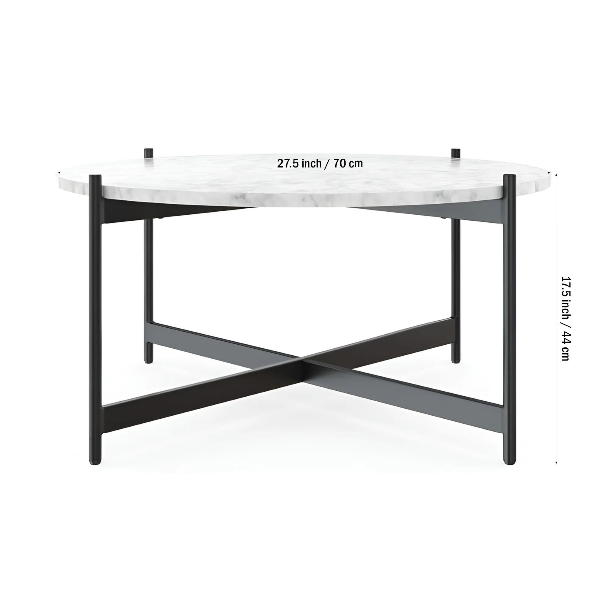 Minimalist Matte Finish Black Metal Centre Table In Criss Cross Design - Image 6