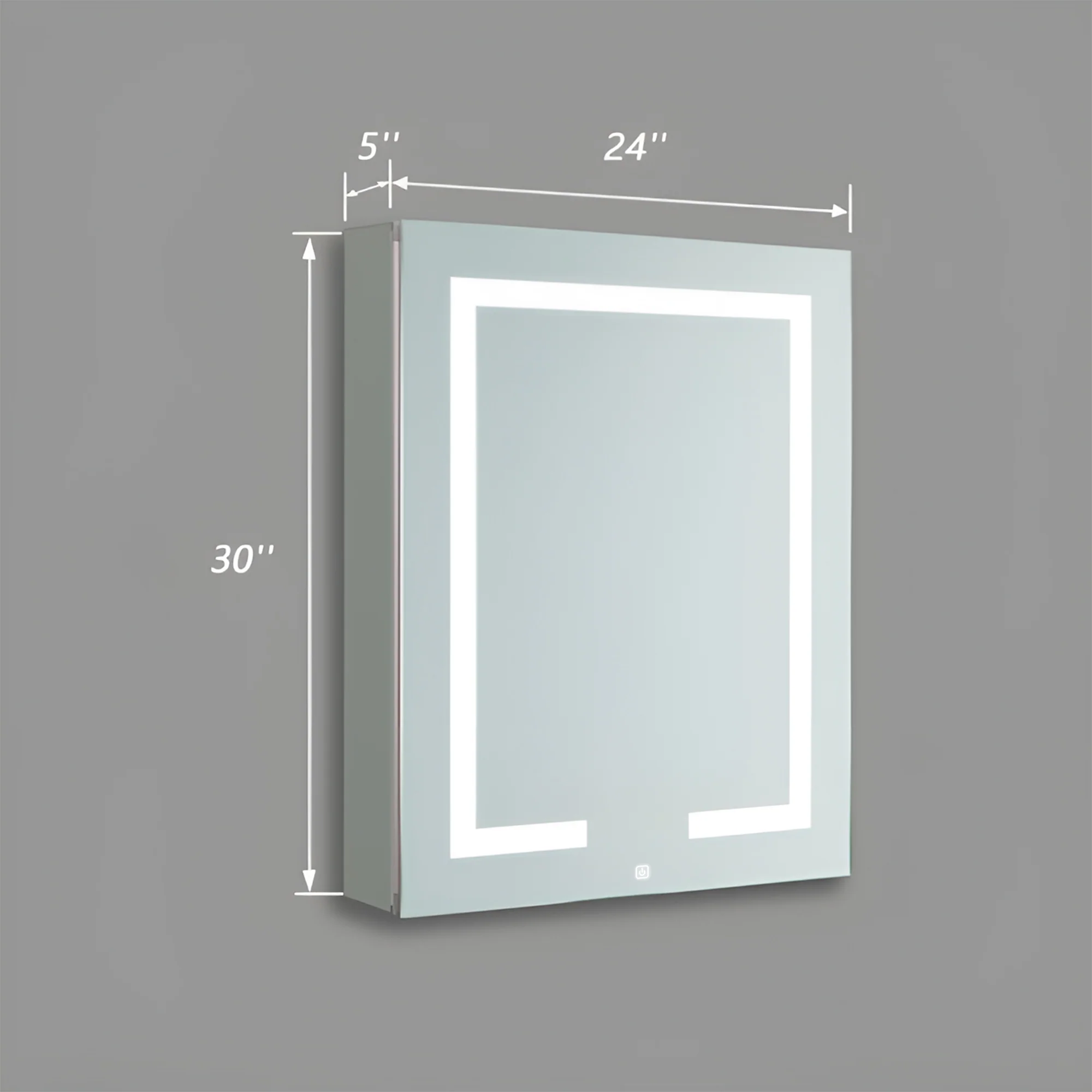 Minimalist Mirror Cabinet with Vertical Light Strips and Storage - Image 4