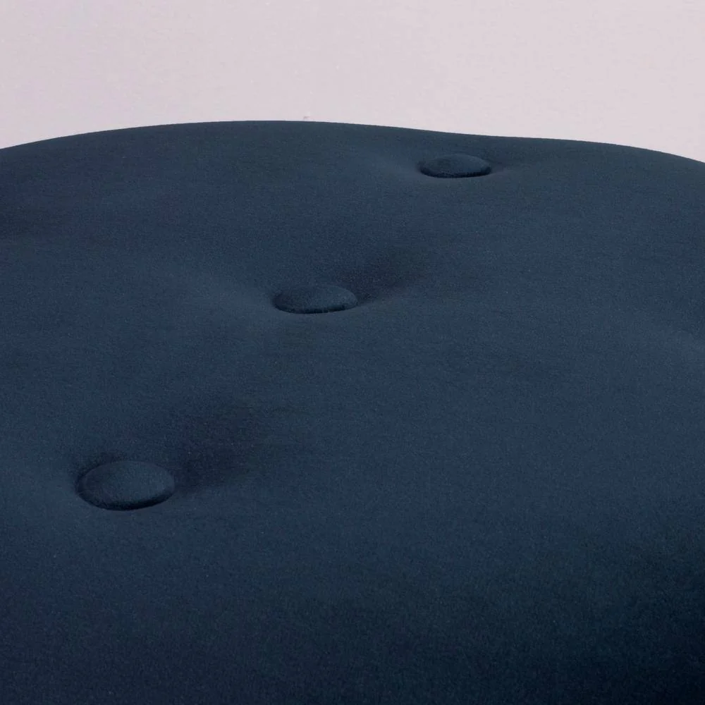 Minimalist Round Stool in Royal Blue and Gold Finish - Image 3
