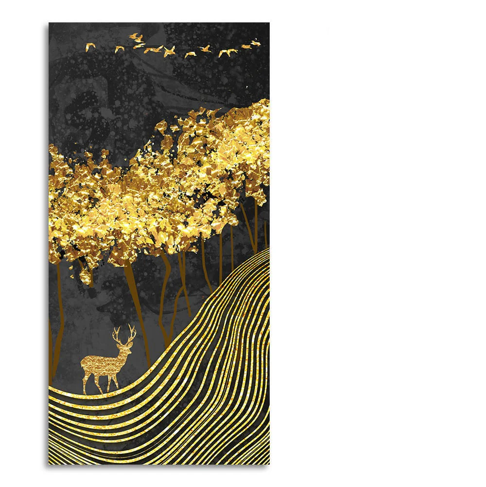 Miraculous Landscape with Golden Deer Texture Wall Painting - Image 4