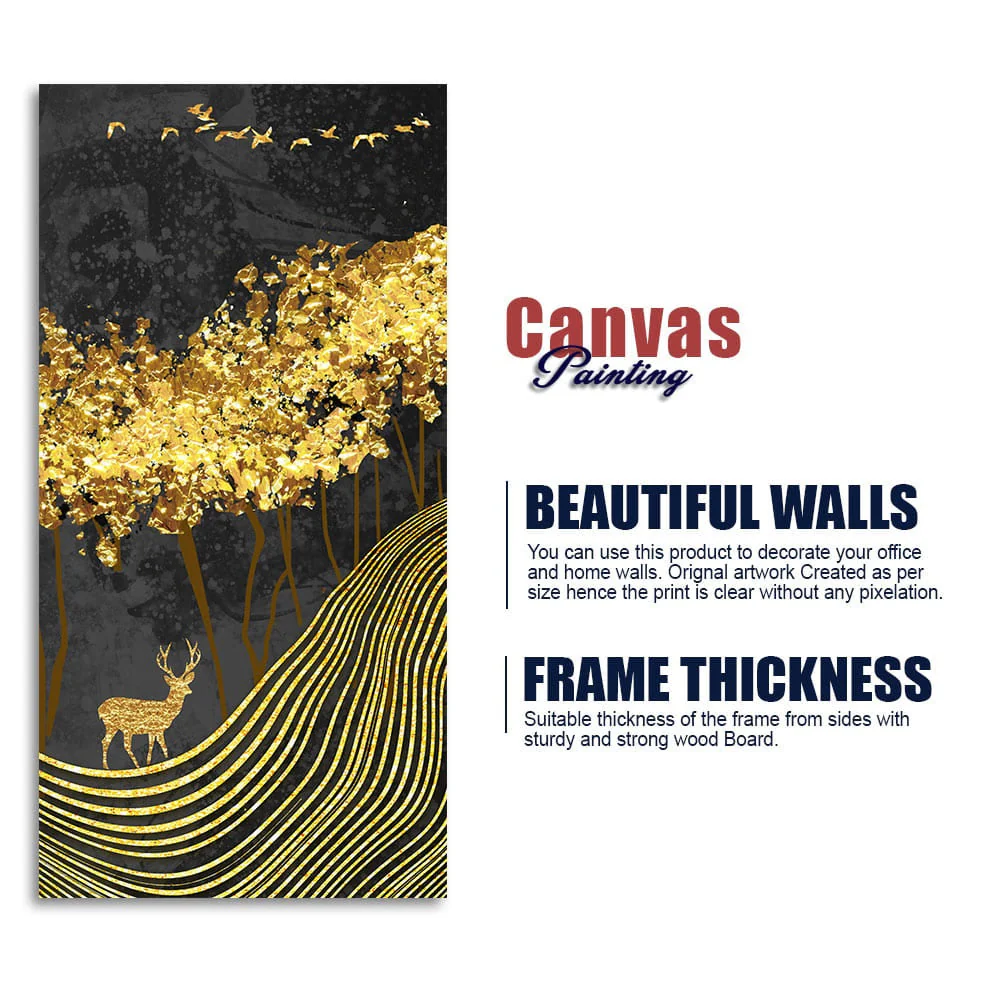 Miraculous Landscape with Golden Deer Texture Wall Painting - Image 6