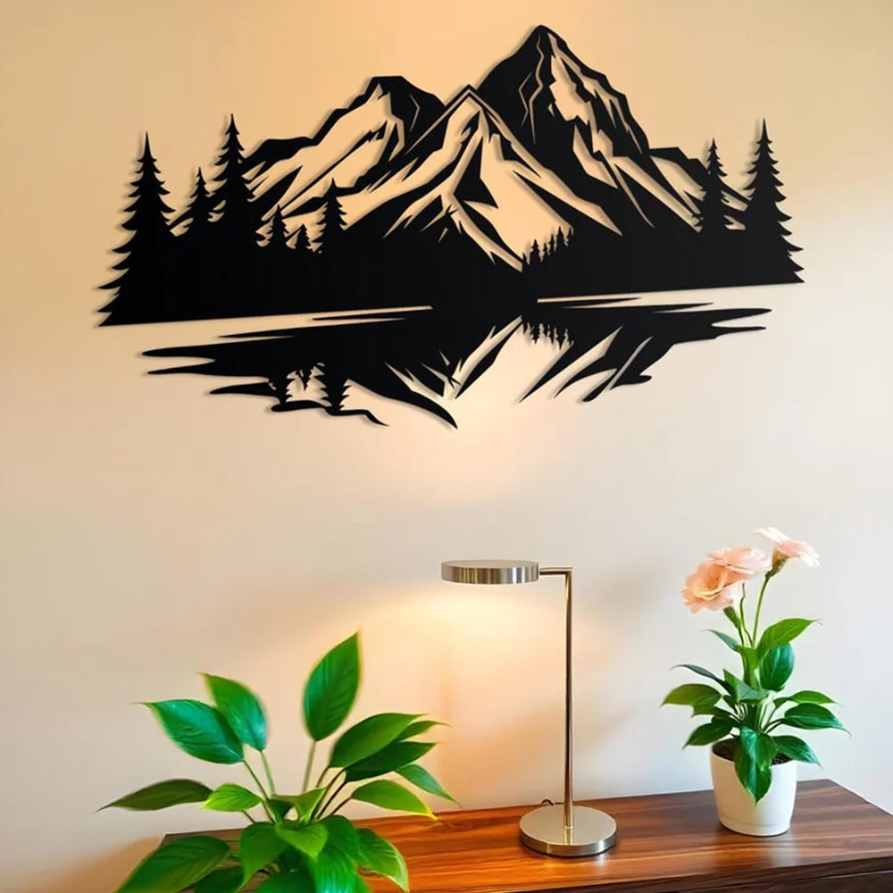 Mirrored Mountain Vista Scenery Metal Wall Art Decor - Image 5