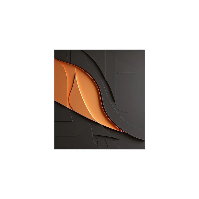 Modern 3D Wall Art Panel with Black and Orange Abstract Design - Image 4