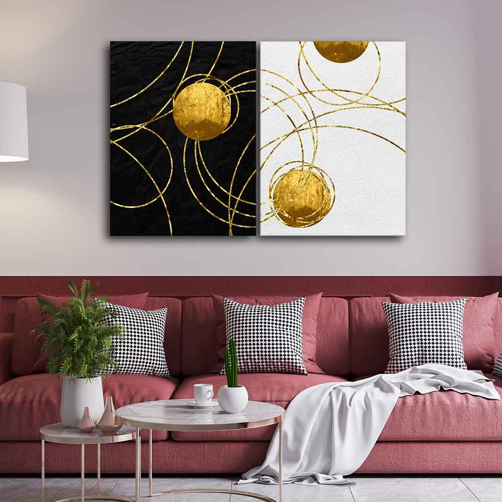 Modern Abstract Art Canvas Wall Painting of Two Pieces - Image 2